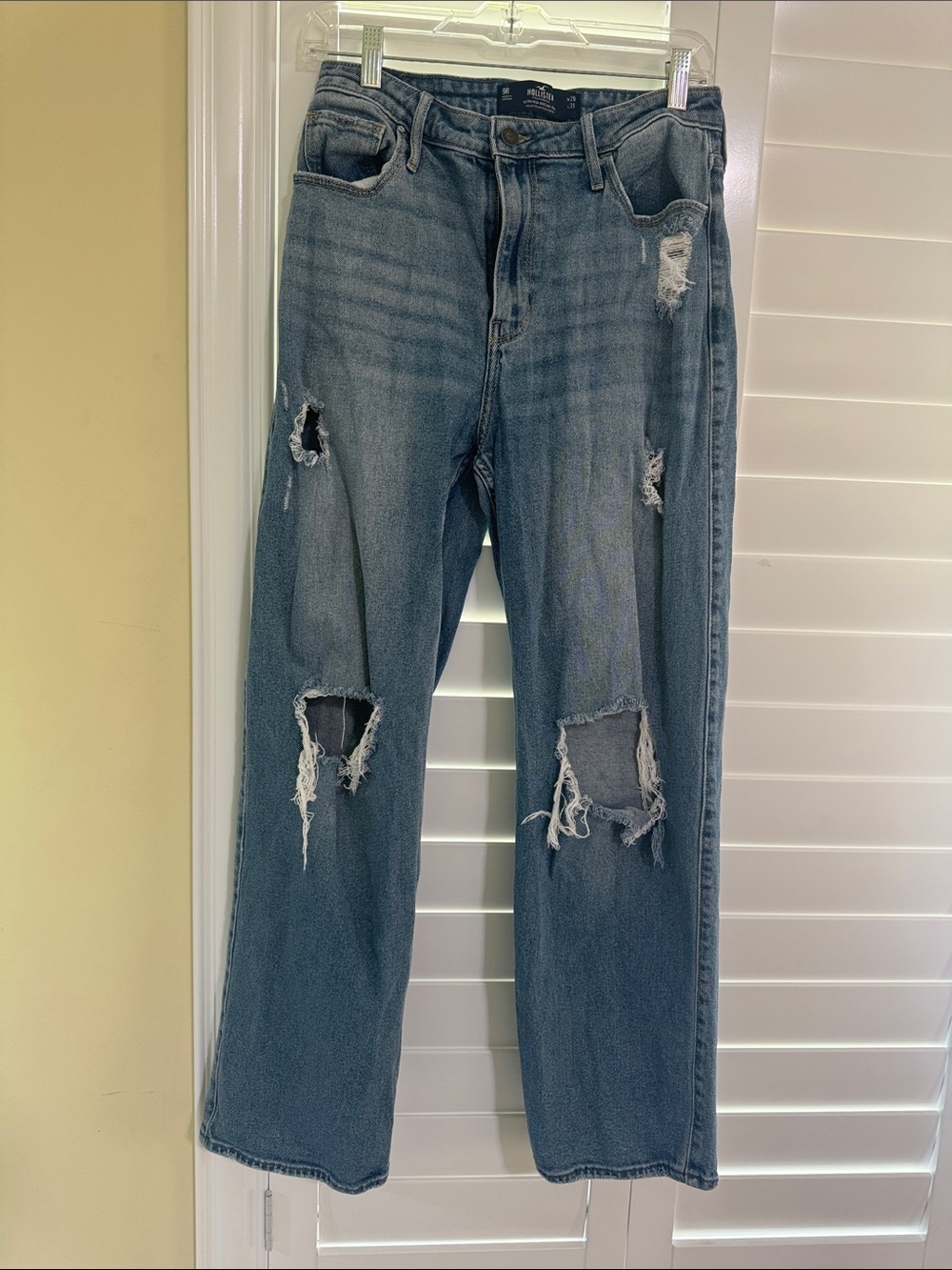 Hollister Distressed Straight-Leg Blue Jeans